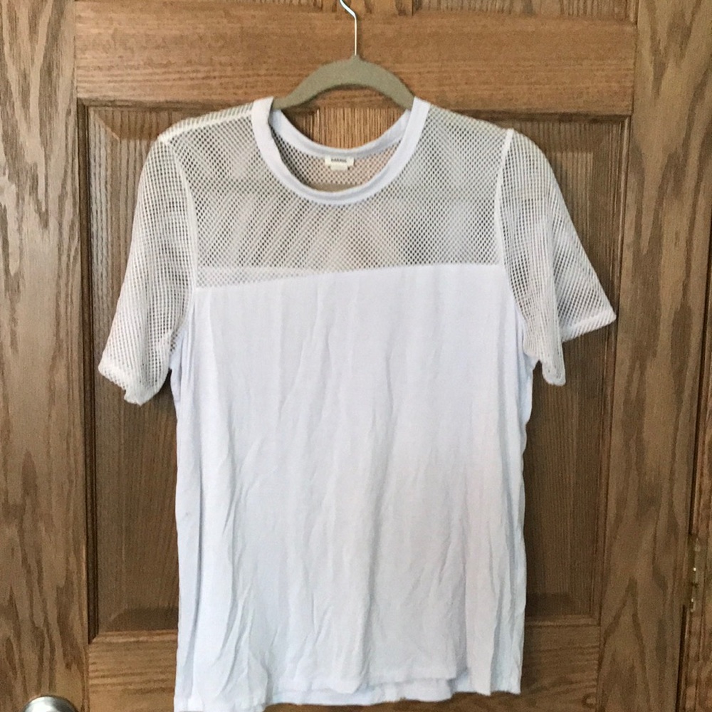 white mesh shirt